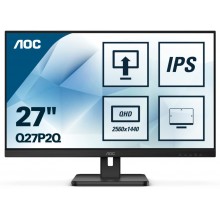 LCD Monitor | AOC | Q27P2Q | 27" | Panel IPS | 2560x1440 | 16:9 | 75Hz | 4 ms | Speakers | Swivel | Pivot | Height adjustable | 